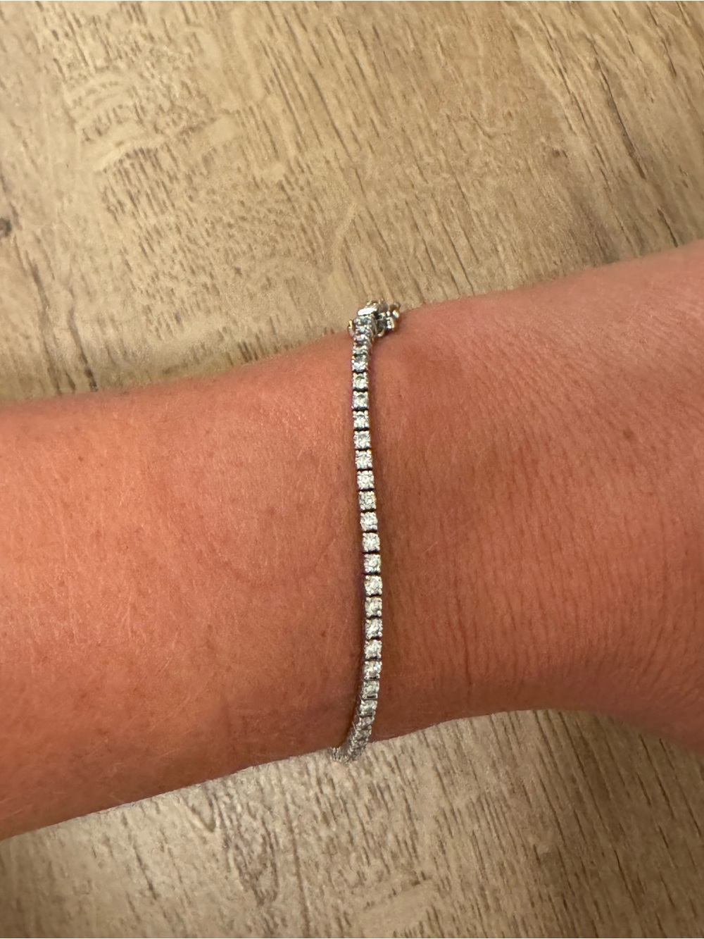 14K White Gold Natural Diamond Tennis Bracelet